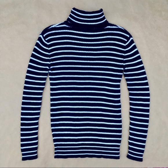 Polo by Ralph Lauren ❉ Navy & White Striped Ribbed Turtleneck Size P XXS Petite - Picture 5 of 8